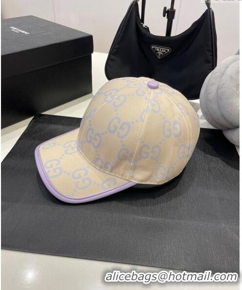 Discount Gucci GG Baseball Hat 0307102 Beige/Purple 2023