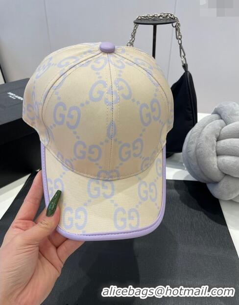 Discount Gucci GG Baseball Hat 0307102 Beige/Purple 2023