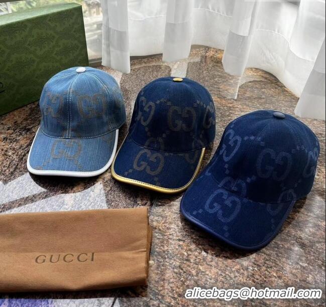 Most Popular Gucci Jumbo GG Baseball Hat G31733 Blue 2023