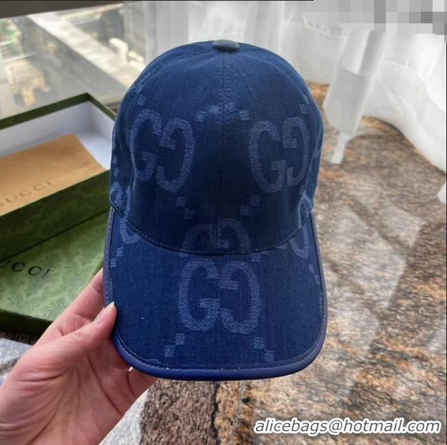 Most Popular Gucci Jumbo GG Baseball Hat G31733 Blue 2023