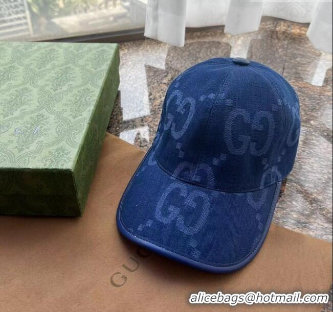 Most Popular Gucci Jumbo GG Baseball Hat G31733 Blue 2023