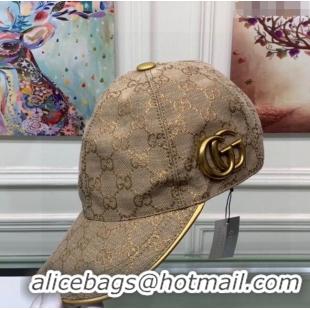 Cheap Promotional Gucci GG Baseball Hat G31736 Beige/Gold 2023