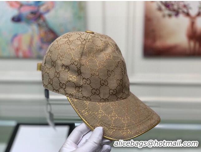 Cheap Promotional Gucci GG Baseball Hat G31736 Beige/Gold 2023