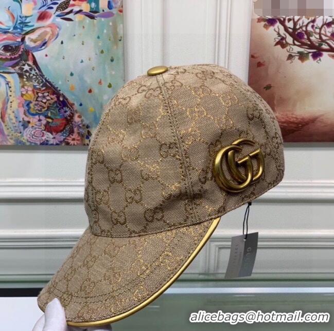 Cheap Promotional Gucci GG Baseball Hat G31736 Beige/Gold 2023