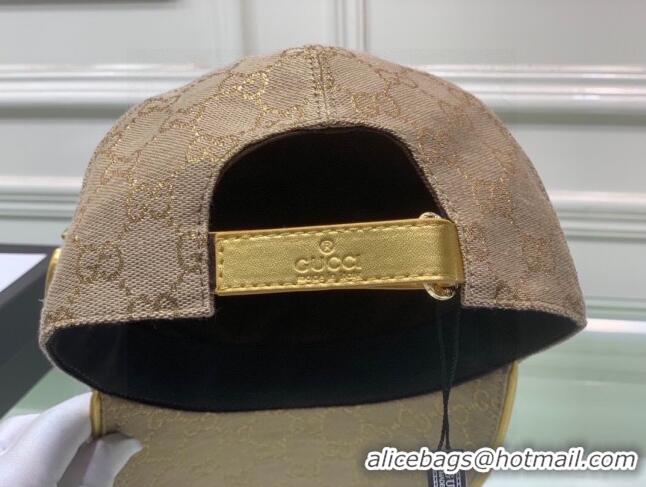 Cheap Promotional Gucci GG Baseball Hat G31736 Beige/Gold 2023