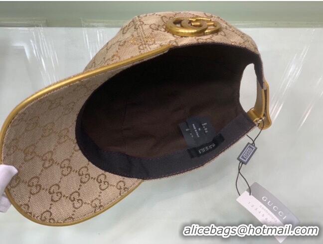 Cheap Promotional Gucci GG Baseball Hat G31736 Beige/Gold 2023