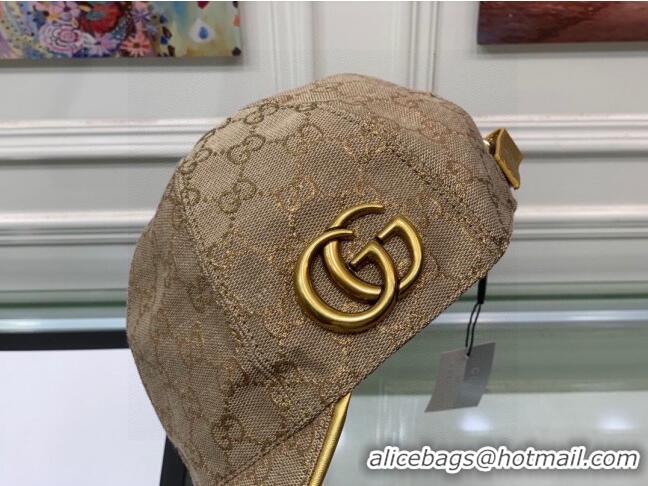 Cheap Promotional Gucci GG Baseball Hat G31736 Beige/Gold 2023