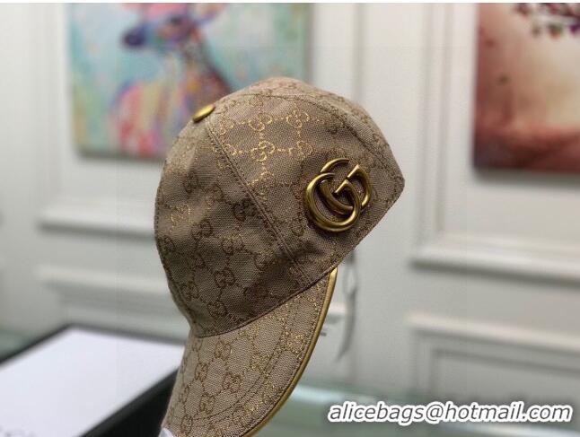 Cheap Promotional Gucci GG Baseball Hat G31736 Beige/Gold 2023