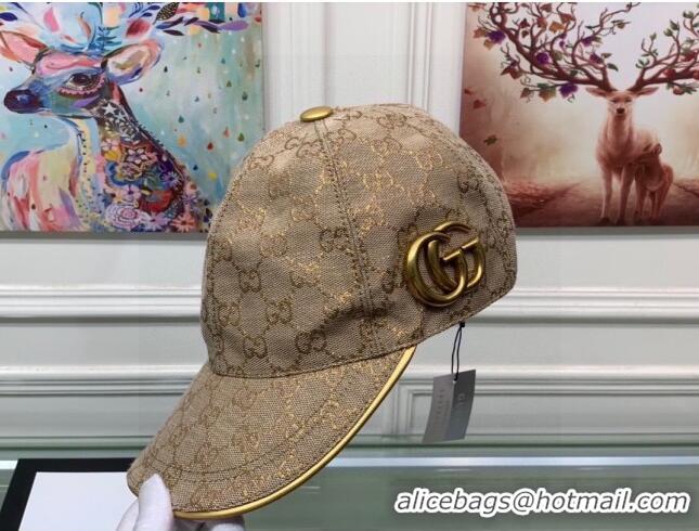 Cheap Promotional Gucci GG Baseball Hat G31736 Beige/Gold 2023