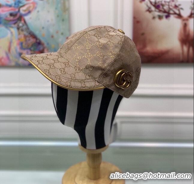 Cheap Promotional Gucci GG Baseball Hat G31736 Beige/Gold 2023