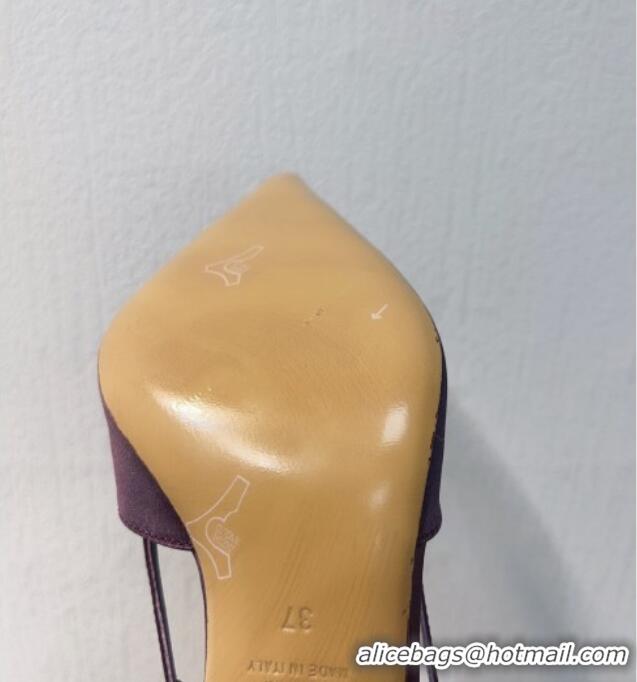 Charming Valentino VLogo Silk Slingback Pumps 8cm Dark Purple 112942