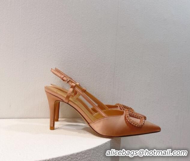 Lower Price Valentino VLogo Silk Slingback Pumps 8cm Nude 112947