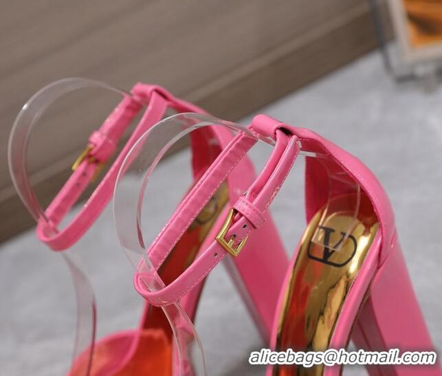 Unique Style Valentino One Stud Patent Leather High Heel Platform Sandals 13cm Pink 112960