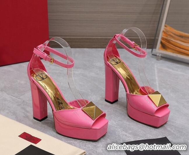 Unique Style Valentino One Stud Patent Leather High Heel Platform Sandals 13cm Pink 112960