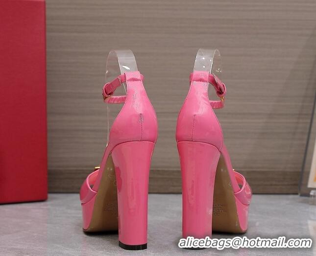 Unique Style Valentino One Stud Patent Leather High Heel Platform Sandals 13cm Pink 112960