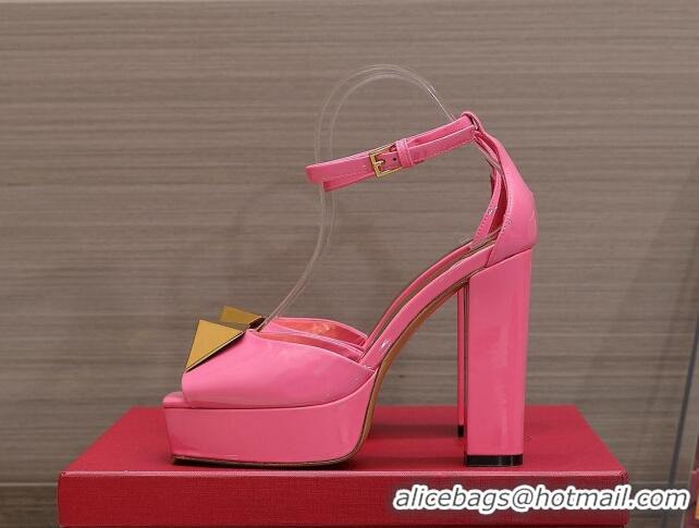 Unique Style Valentino One Stud Patent Leather High Heel Platform Sandals 13cm Pink 112960