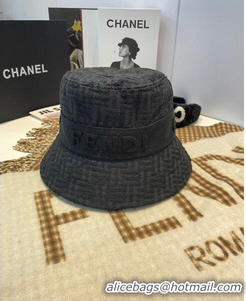 Unique Style Fendi FF Jacquard Bucket Hat F0105 Black 2023