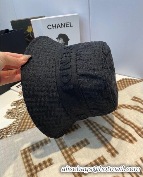 Unique Style Fendi FF Jacquard Bucket Hat F0105 Black 2023