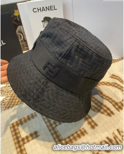 Unique Style Fendi FF Jacquard Bucket Hat F0105 Black 2023