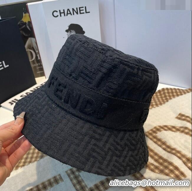 Unique Style Fendi FF Jacquard Bucket Hat F0105 Black 2023