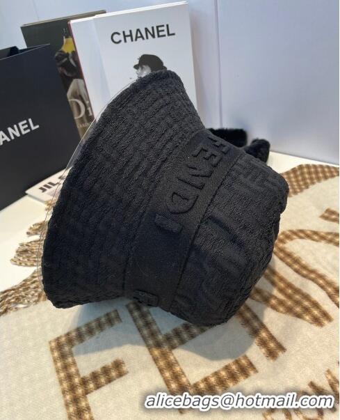 Unique Style Fendi FF Jacquard Bucket Hat F0105 Black 2023