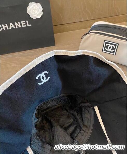 Unique Style Chanel Canvas Wide Brim Hat 0216 Black 2023