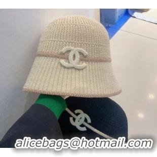 Fashion Discount Chanel Knit Bucket Hat 021635 Beige 2023