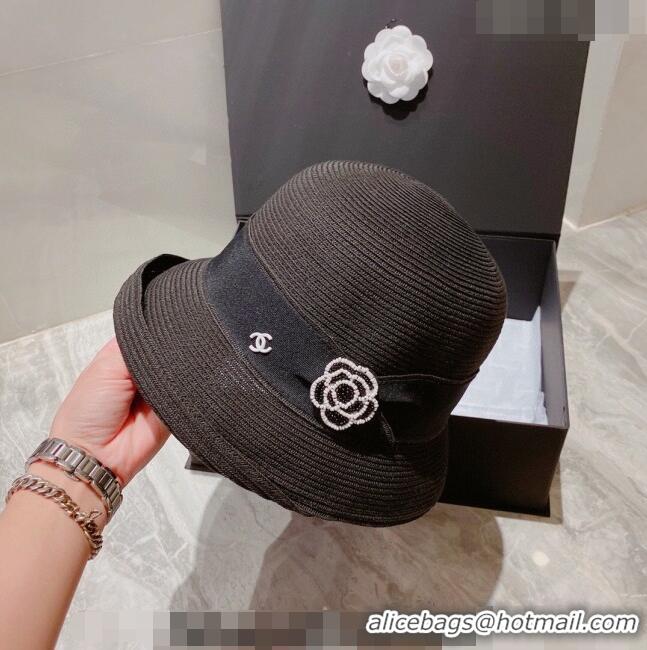 Market Sells Chanel Bucket Straw Hat 021636 Black 2023