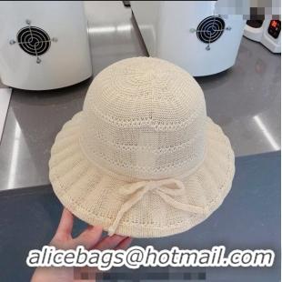 Top Quality Chanel Knit Bucket Hat 021648 White 2023