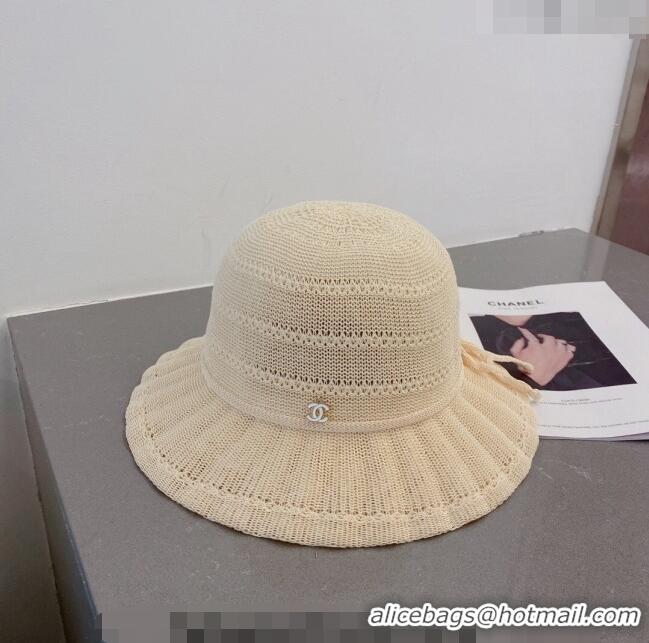 Top Quality Chanel Knit Bucket Hat 021648 White 2023