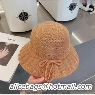 Famous Brand Chanel Knit Bucket Hat 021635 Brown 2023