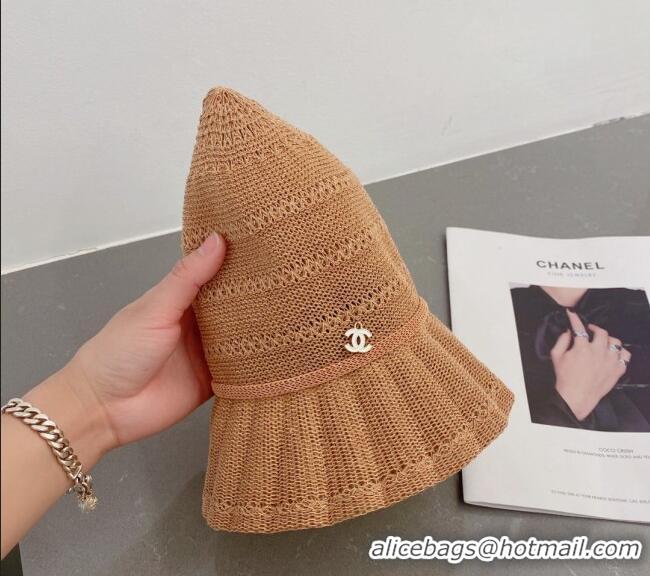 Famous Brand Chanel Knit Bucket Hat 021635 Brown 2023