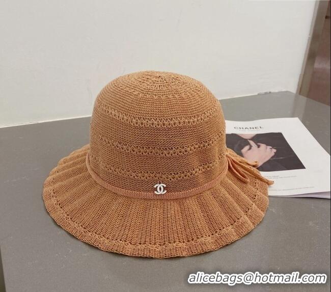 Famous Brand Chanel Knit Bucket Hat 021635 Brown 2023