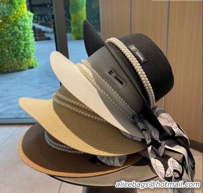 Unique Discount Chanel Straw Hat with Pearl CH22710 White 2023