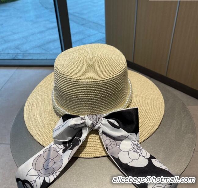 Good Product Chanel Straw Hat with Pearl CH22709 Beige 2023