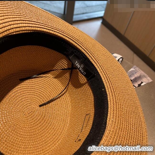 Famous Brand Chanel Straw Hat with Pearl CH22708 Brown 2023