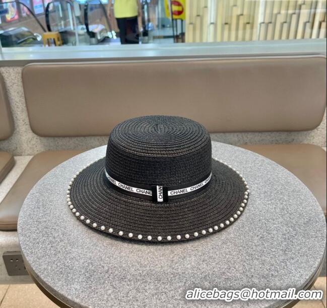 Trendy Design Chanel Straw Hat with Pearl CH22707 Black 2023