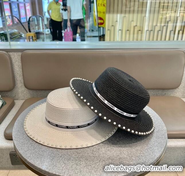 Trendy Design Chanel Straw Hat with Pearl CH22707 Black 2023