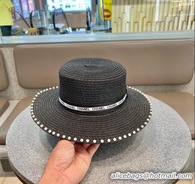 Trendy Design Chanel Straw Hat with Pearl CH22707 Black 2023