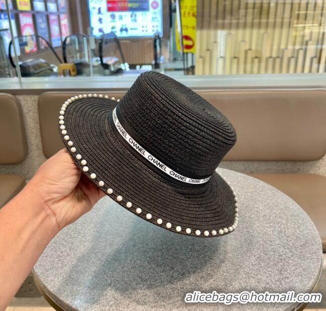 Trendy Design Chanel Straw Hat with Pearl CH22707 Black 2023