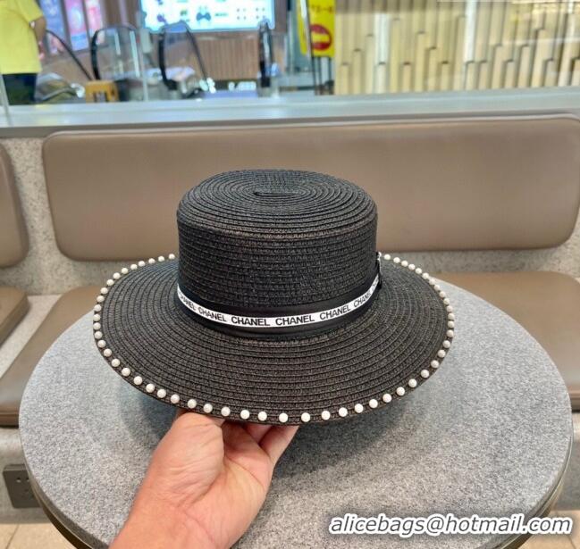 Trendy Design Chanel Straw Hat with Pearl CH22707 Black 2023