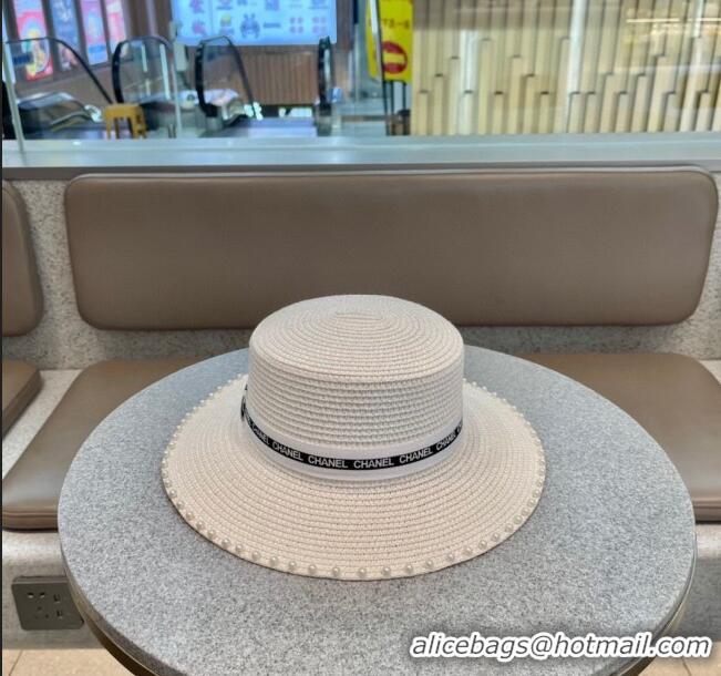 Reasonable Price Chanel Straw Hat with Pearl CH22706 White 2023