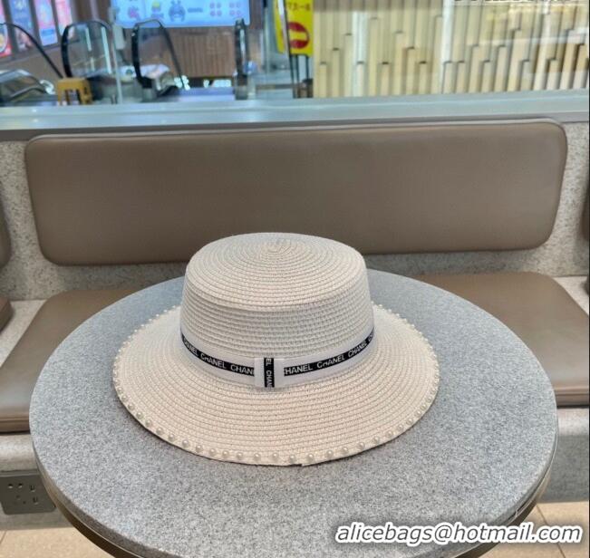 Reasonable Price Chanel Straw Hat with Pearl CH22706 White 2023