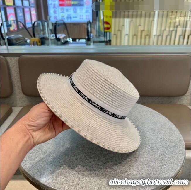 Reasonable Price Chanel Straw Hat with Pearl CH22706 White 2023