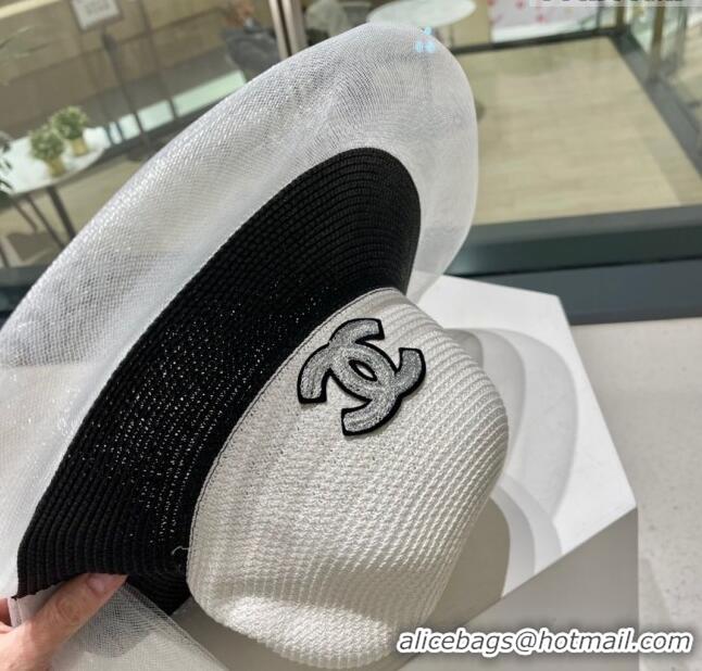 Modern Classic Chanel Straw Hat CH22705 White/Black 2023