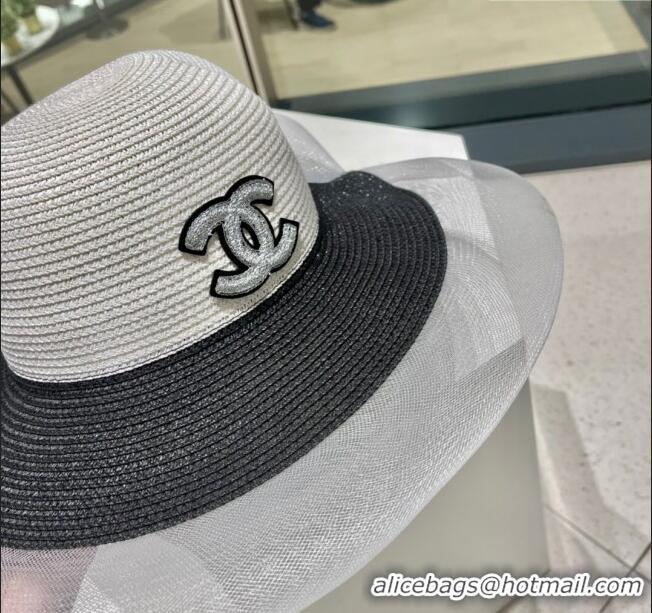 Modern Classic Chanel Straw Hat CH22705 White/Black 2023