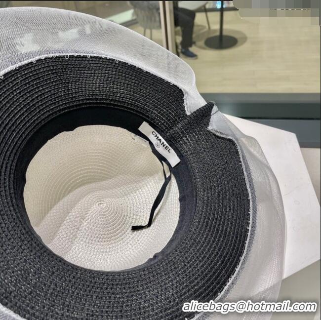 Modern Classic Chanel Straw Hat CH22705 White/Black 2023