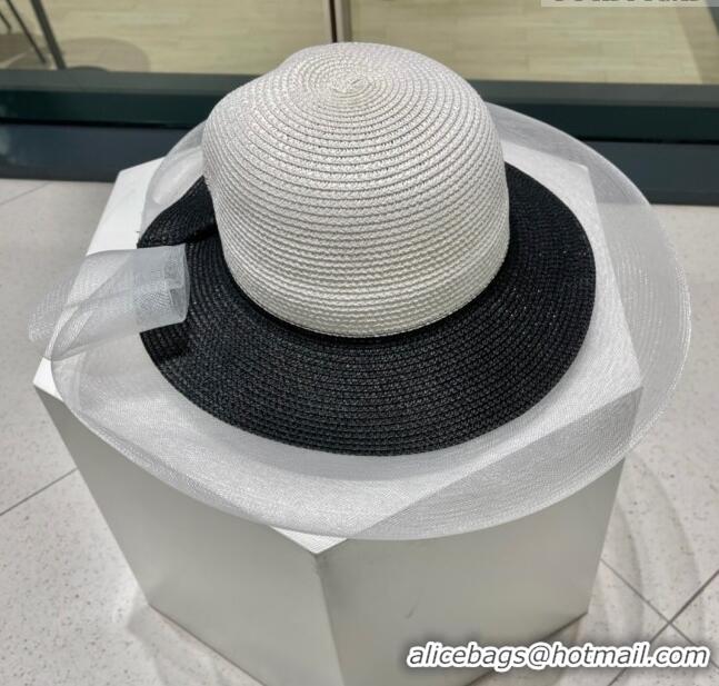 Modern Classic Chanel Straw Hat CH22705 White/Black 2023