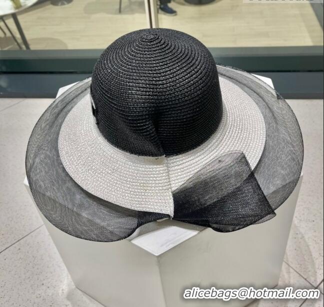 Hot Style Chanel Straw Hat CH22704 Black/White 2023