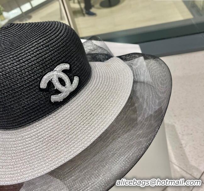 Hot Style Chanel Straw Hat CH22704 Black/White 2023